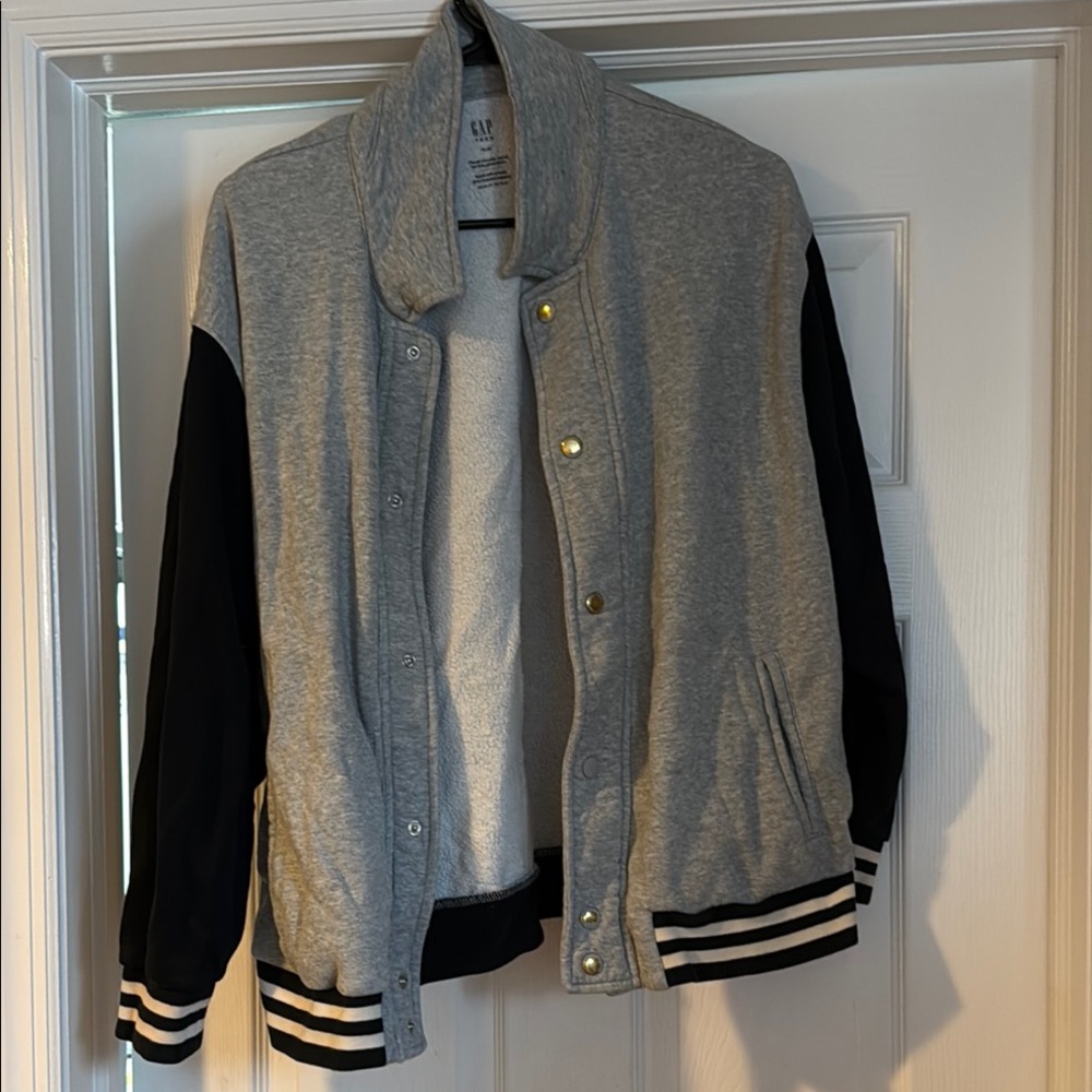 GAP Gray and Black Varsity Jacket